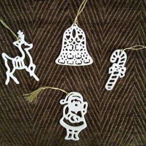 LENOX FOUR VINTAGE CHRISTMAS ORNAMENTS